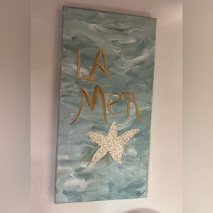 Coastal Starfish Canvas Art in Blue and Gold
12 x 24